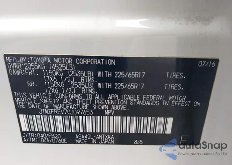 2016 Toyota Rav4 Le from USA, damaged, VIN JTMZFREV7GJ097653